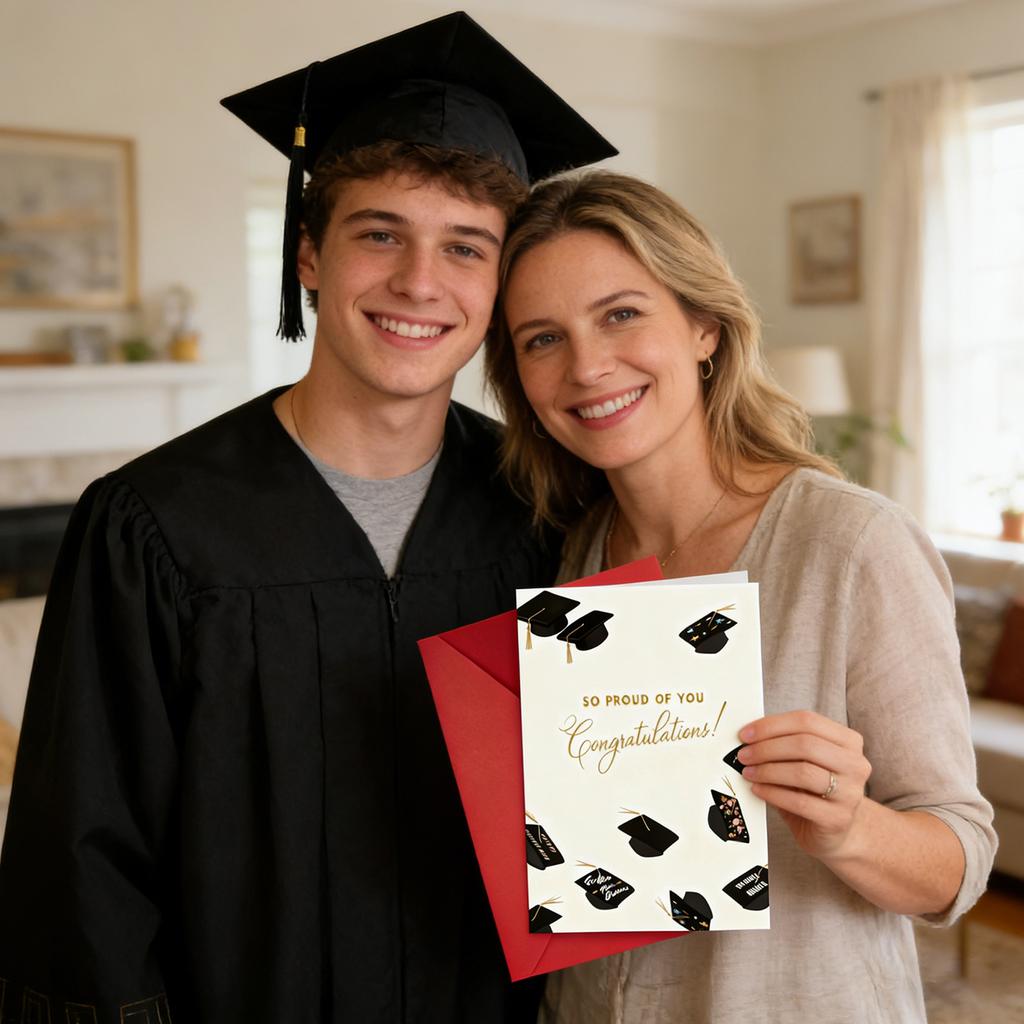 2026 Graduation Card Black Graduation Hat- Inspirational Message For High School & College Graduates, 1 Pack Graduation Gift