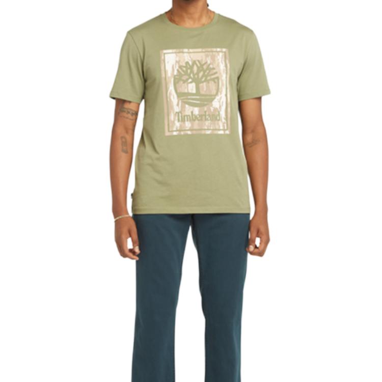 Timberland Printed Design Casual Comfortable Short Sleeve T-Shirt Men tops Cassel-Green A42VF590