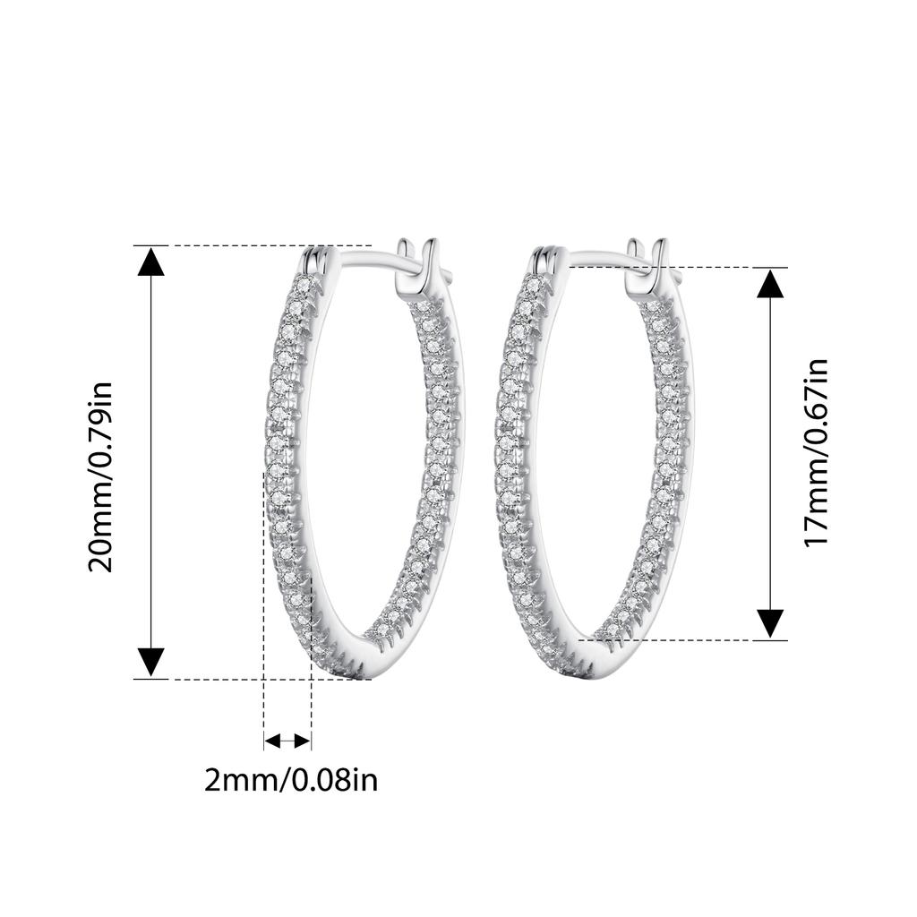BAMOER 925 Silver Cubic Zirconia Hoop Earrings, White Gold Plated Lightweight Hypoallergenic Hoop Earrings for Women