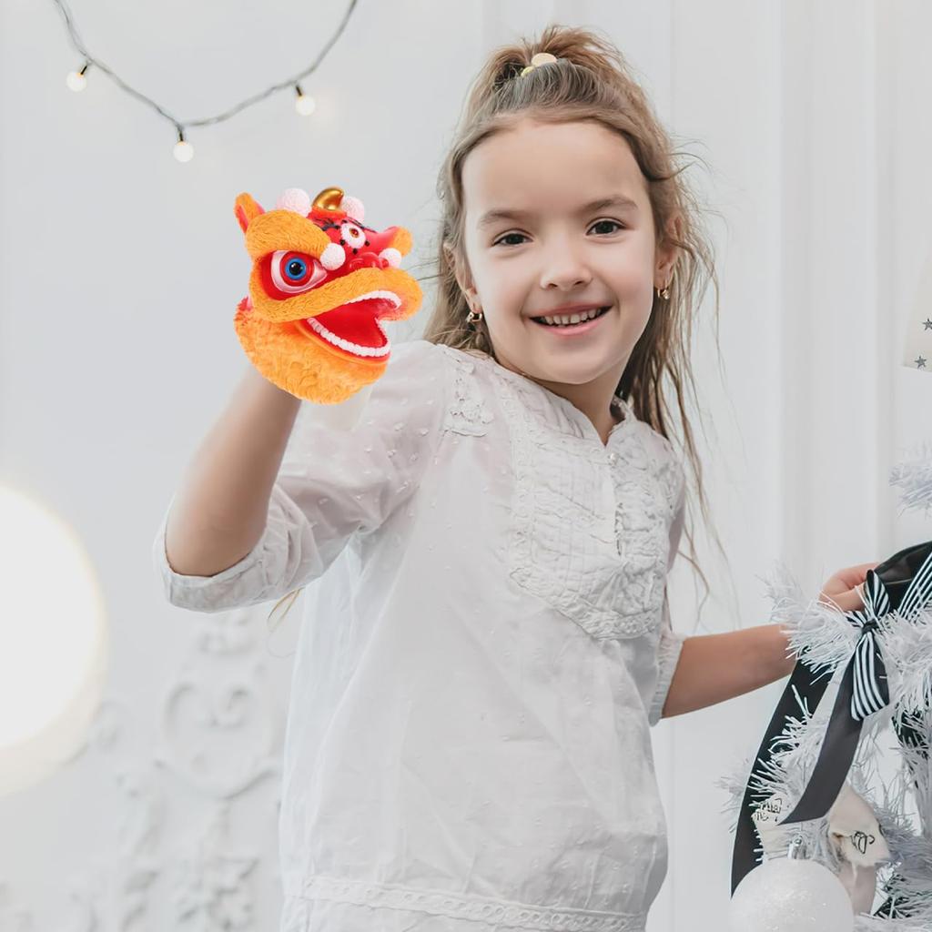 INOOMP Hand Puppets, Lion Dance Hand Puppets, Toys for Kids, Storytelling Animal Hand Puppets, Chinese Style