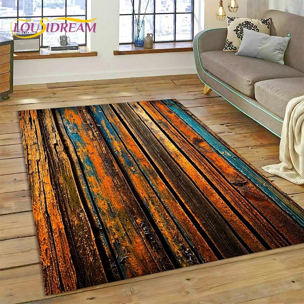 Tappeto con Finitura Legno Colorato per Camera da Letto, Soggiorno, Decorazione Divano Casa, Tappetino Grande per Giochi Bambini
