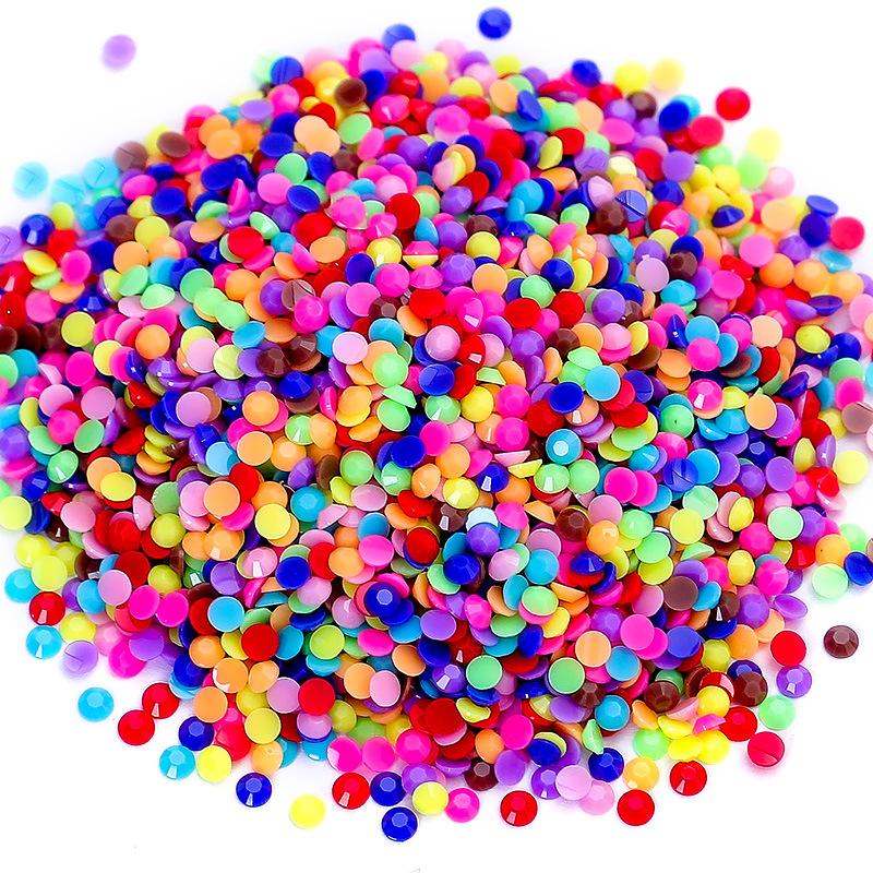 Hot-Selling Diamond Painting Sticker Diamond, Flat-Bottomed Resin Diamond, Jelly Color, Small Round Diamond, Large Packaging, Multi-Color Optional