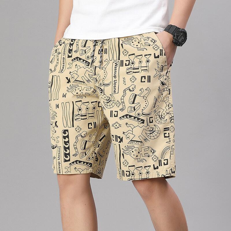 Mens 100% Cotton Shorts Elastic Waist Casual Shorts Printed Beach Shorts Relaxed Fit Running Shorts Cotton Sweat Shorts XL
