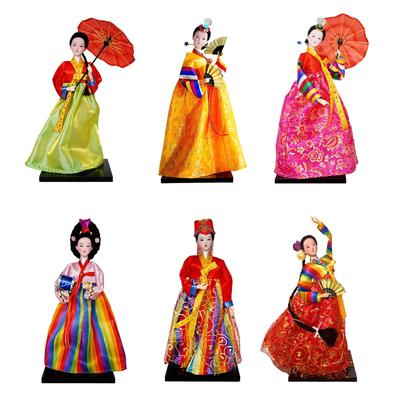 Figurină Kimono Geisha Ornament Etnic Popular Artizanat Colecționabil Păpușă Hanbok Coreeană pentru Blat Magazin Cadouri Uz Casnic Ziua de Naștere