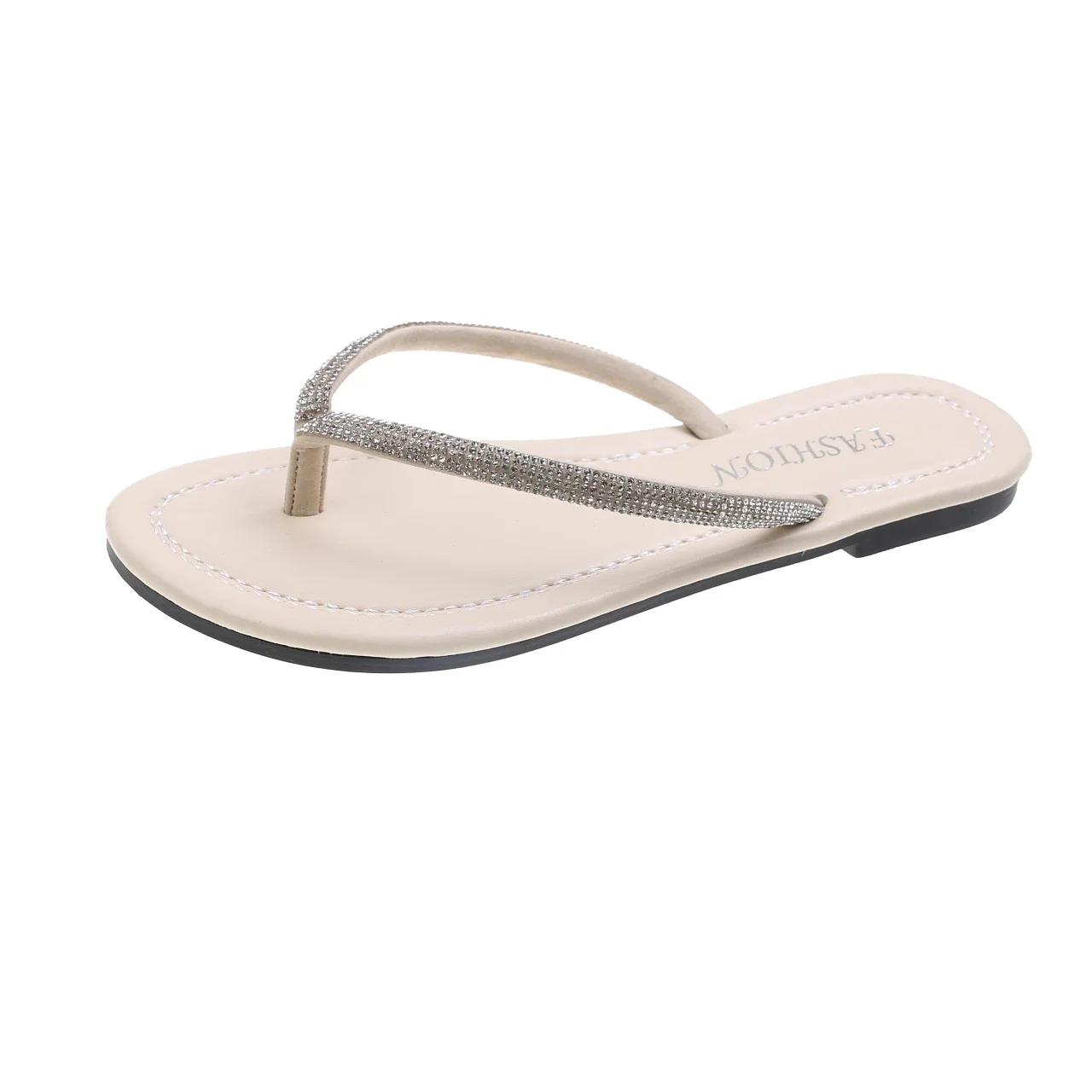 

Модная женская обувь 2025 Шлепанцы Женские тапочки Летние уличные повседневные тапочки Женская модная обувь Кристальная обувь Пляжные сандалии на плоской подошве 35