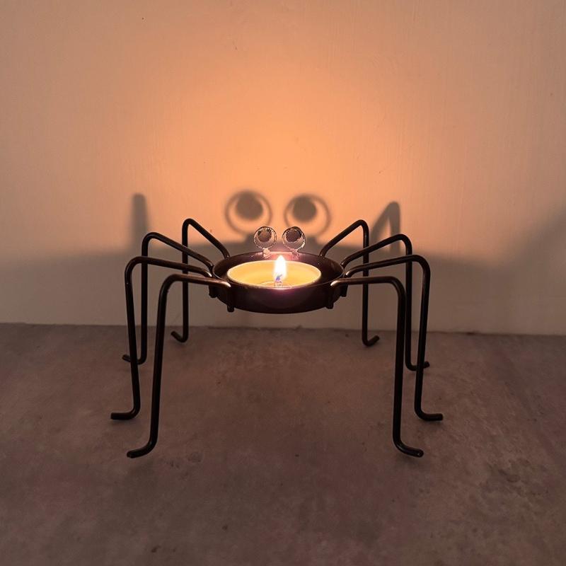Schwarzer Spinnen Halloween Teelicht Kerzenhalter, Innen- und Außendekorationen für Party-Tisch, Küche, Kamin, Schreibtisch und Auslage