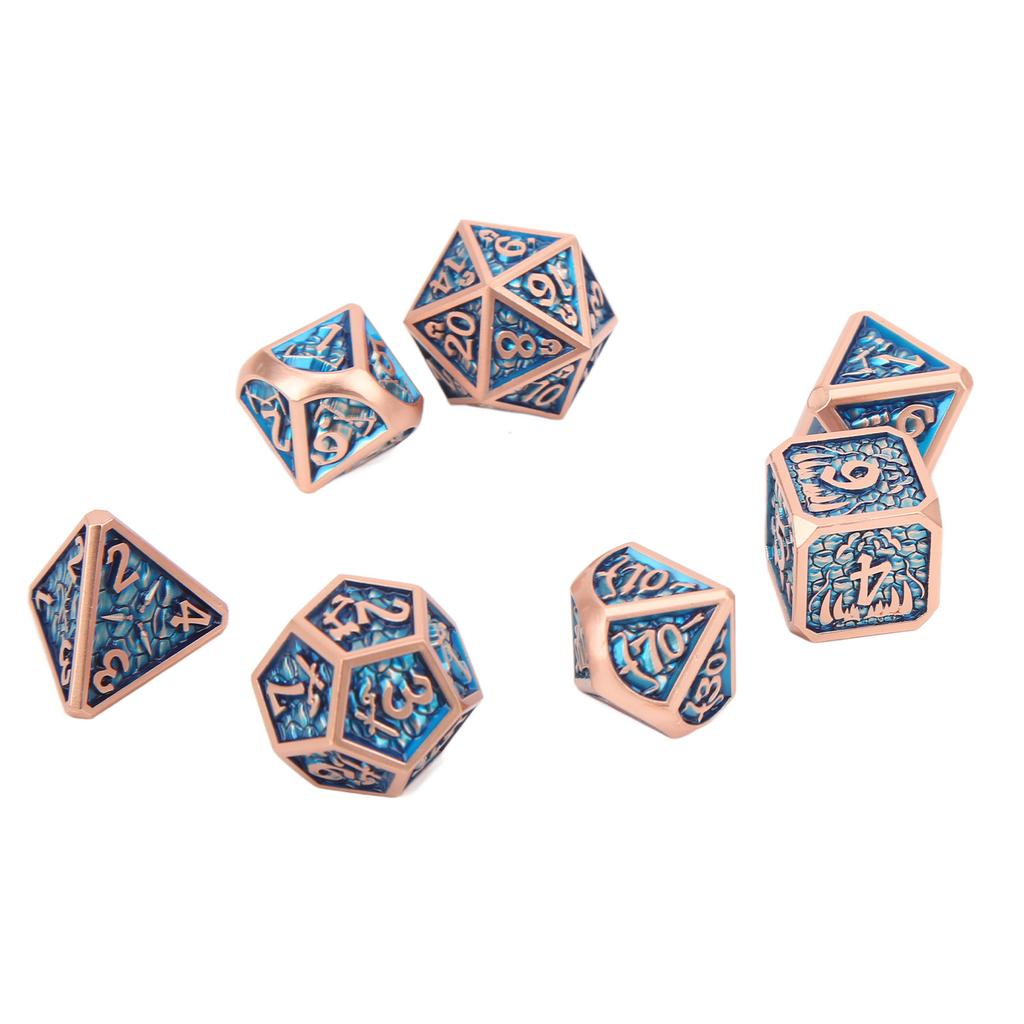 7pcs Metal Dice Set Portable Delicate Polyhedral Dice Role Playing Game Props for Halloween Party