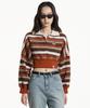 COQUET [ Woman ] Knit Stripe Half Zip-Up Orange