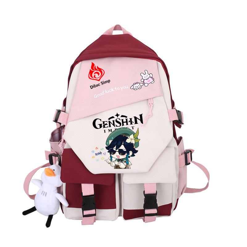 Large Capacity Schoolbag with Shoulder Strap; Student Three-piece Pencil Case Set