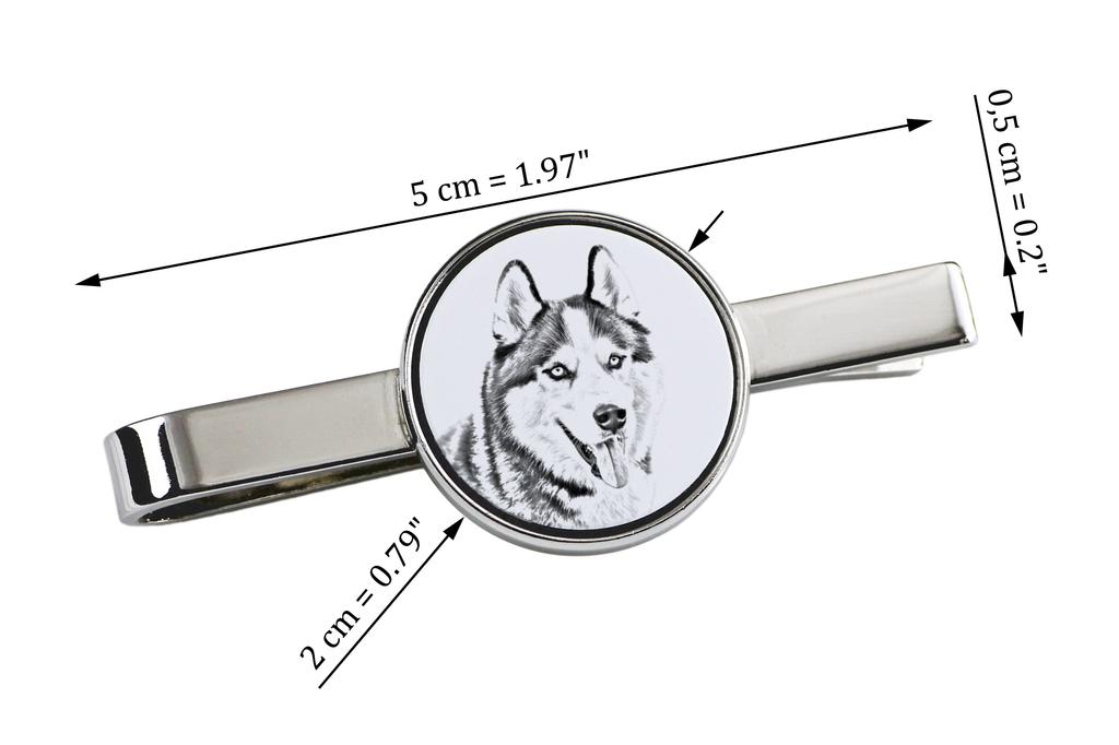 האסקי סיבירי, צ'וקצ'ה - מהדק עניבה עם כלב, אטב קשירה בהתאמה אישית, מתנה ייחודית לגבר מבית המותג Art-Dog