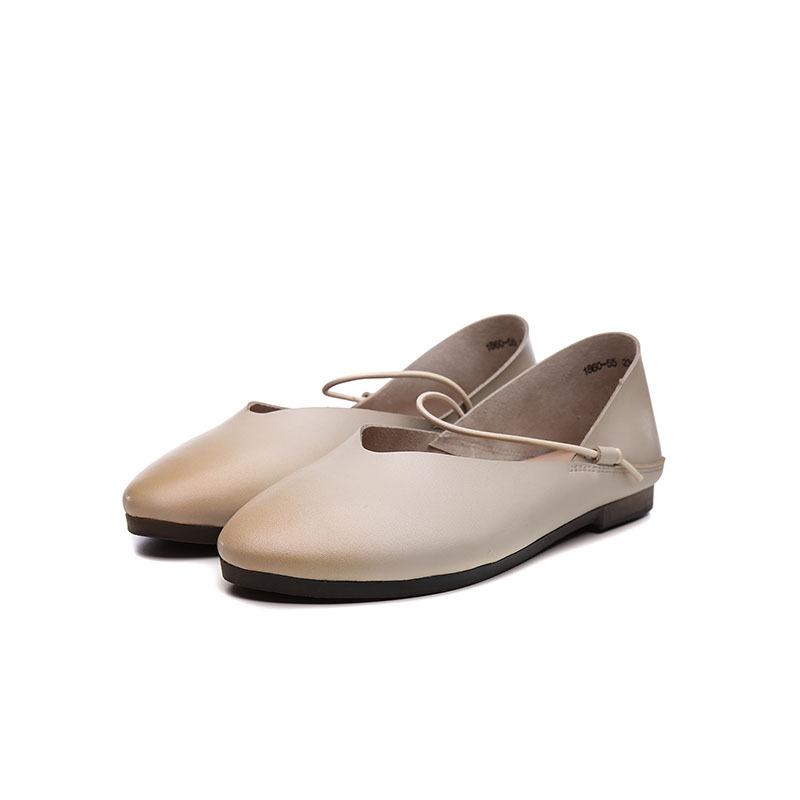 

Johnature Женская обувь из натуральной кожи на мягкой подошве, удобная, в стиле ретро, для通勤, универсальная, мелкие балетки 41 бежевый