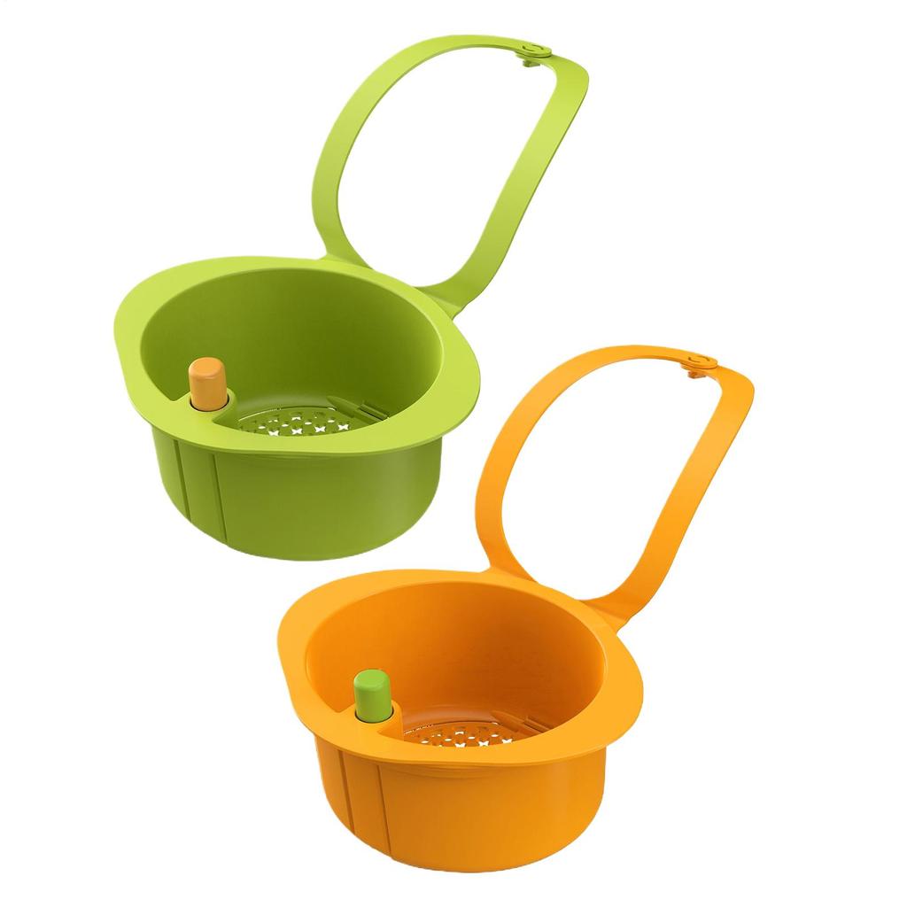 Hanging Kitchen Sink Drain Basket Sink Drain Strainer Residues Filter Basket Press Dumping Faucet-Mount Sink Strainer Basket