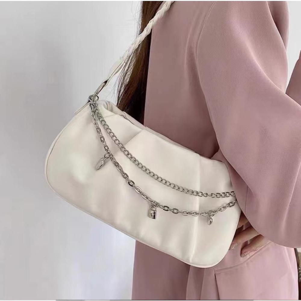 Белая подмышечная сумка женская 2022 новая высококлассный нишевый дизайн сумка-мессенджер цепь плиссированная плечевая сумка