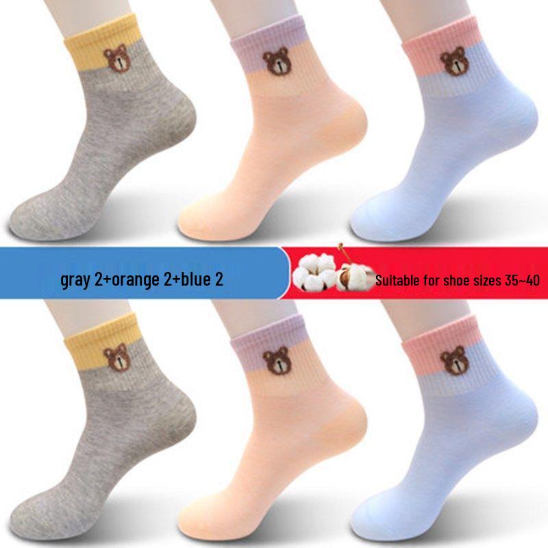 Langsha Women's Cotton Mid-Calf Socks - Autumn/Winter Breathable Odor-Resistant Chinese Style for All Seasons