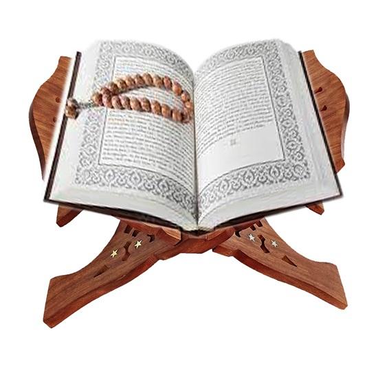 حامل كتب شيشام خشبي بني اللون مصنوع يدويًا فاخر من جيتا للقرآن المقدس رامايانا مقاس 38.1 سم