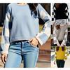 Autumn and Winter New Pullover Crew Neck Sweater Women's European and American Fashion Trends Multi-color Printing Long-sleeved Contrasting Sweater