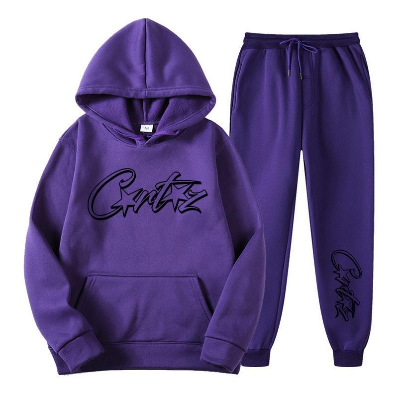 Set Felpa Invernale Unisex Con Grafica Monocromatica Audace Vestibilità Larga Streetwear Tuta per Adolescenti