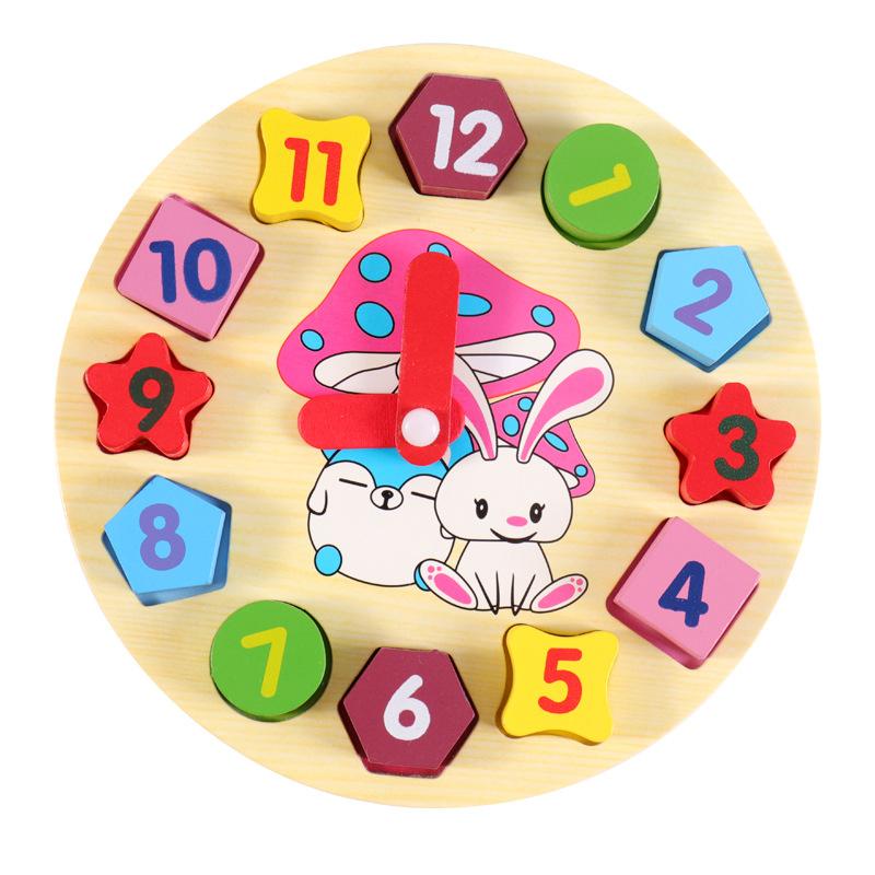 New Wooden Educational Toy Building Block Clock Wooden Educational Toy Digital Clock