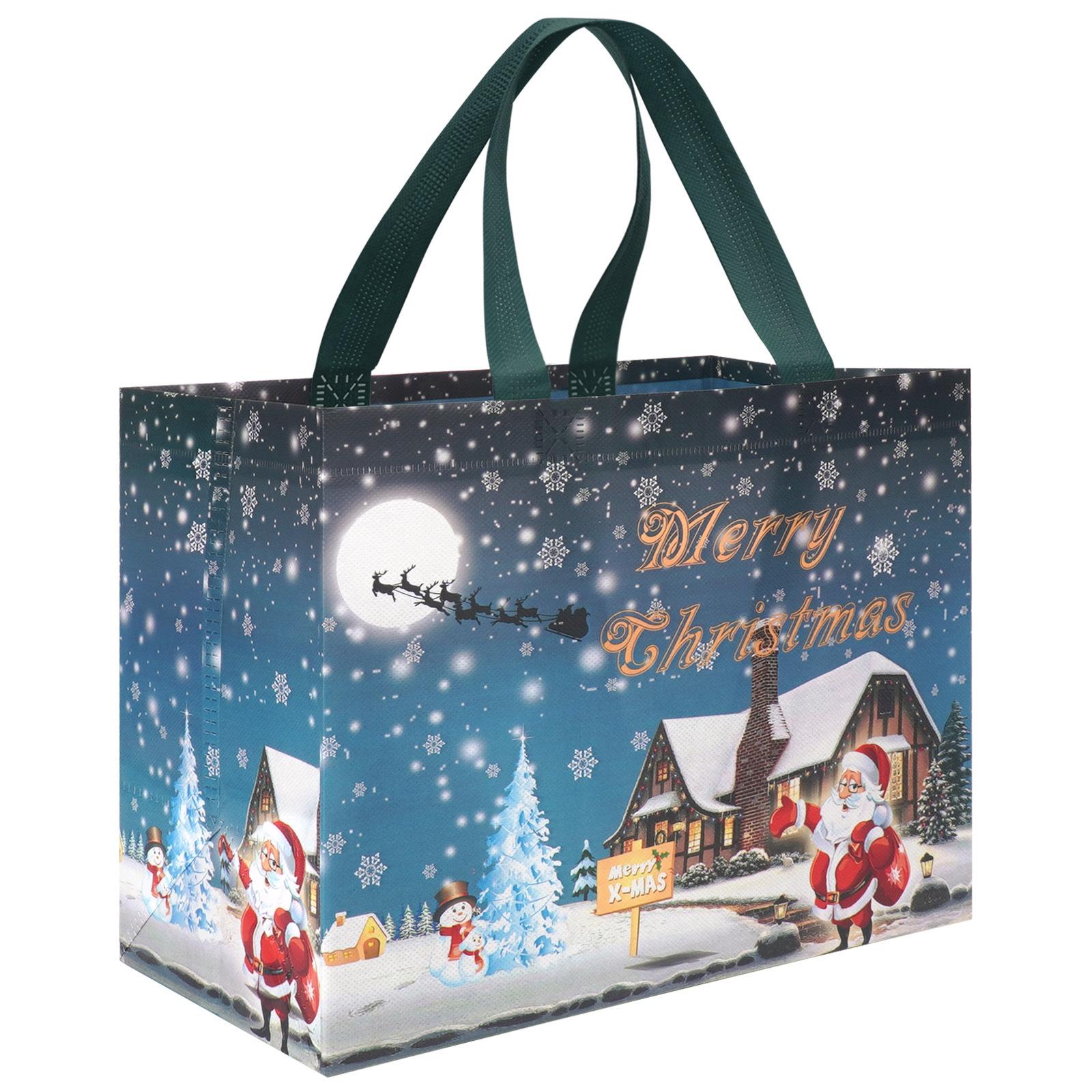 

Многоразовые нетканые рождественские подарочные пакеты с ручками | Праздничные сумки-шопперы для украшения новогодней и рождественской вечеринки, Упаковка для подарков