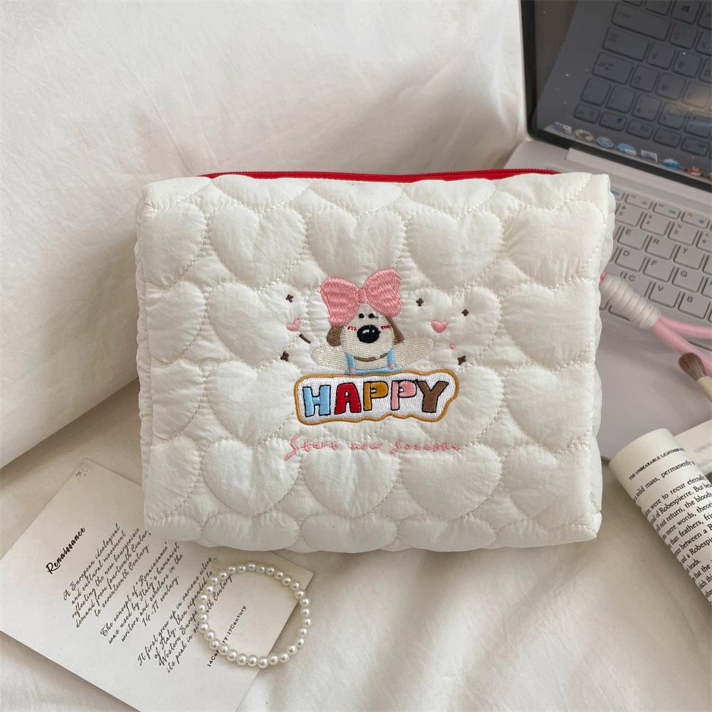 49211 Adorable Puppy Embroidered Cosmetic Handbag - New Cartoon Style Clutch & Storage Bag