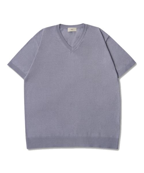 U And Lc Cool Summer Washable Cotton V-Neck Knit (Shark Shuffle) L