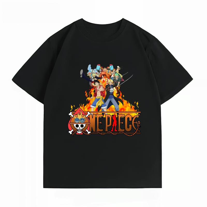 Unisex's Clothing New 100% Cotton Breathable Summer T-Shirt One Piece Luffy Ace Sabo Print Casual Streetwear Unisex's T-Shirt