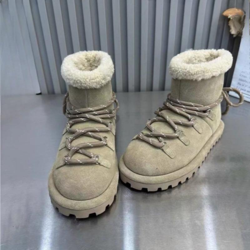 Snow Boots Women's New Winter Platform Plus Velvet Fur Integrated Thermal Strap Ugly Cute Booties