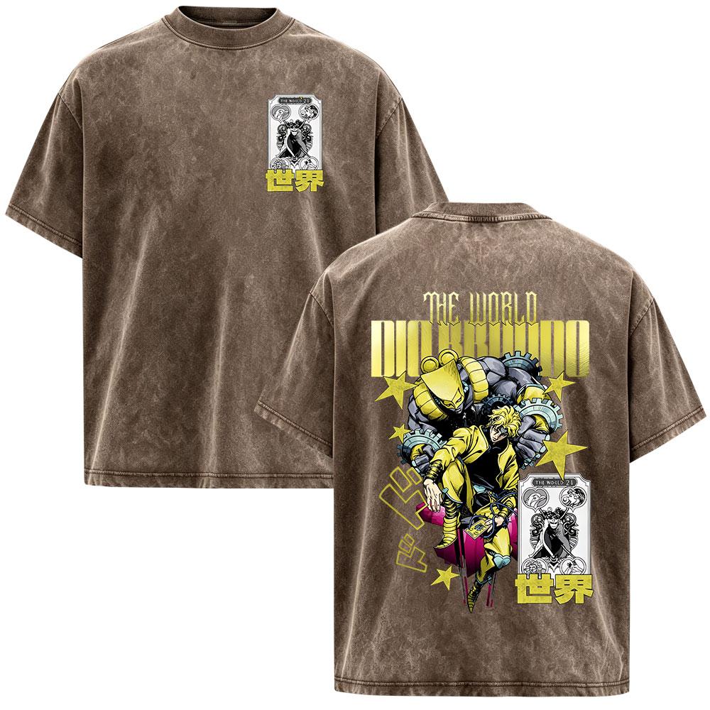 Anime JoJo Bizarre Adventure STEEL BALL RUN Johnny Joestar Magliette Vintage Lavate Uomo Donna Manica Corta Oversize Magliette