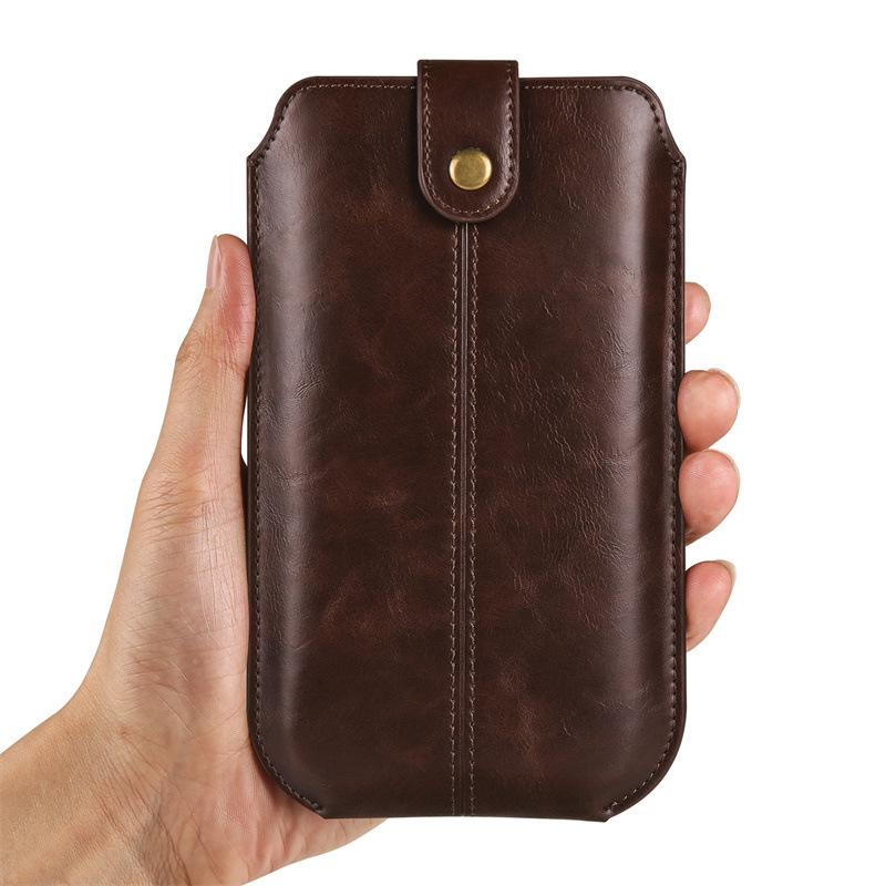 7.2-inch Ultra-thin Vertical Leather Waist Bag for Apple, Samsung, and Huawei Phones - Flip Business Belt Pouch