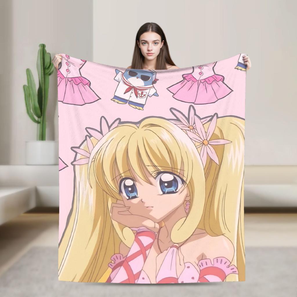 M-Mermaid Melody Pichi Pichi PitchS Blankets Flannel Spring Autumn Lightweight Throw Blanket for Home Outdoor Bedding Throws