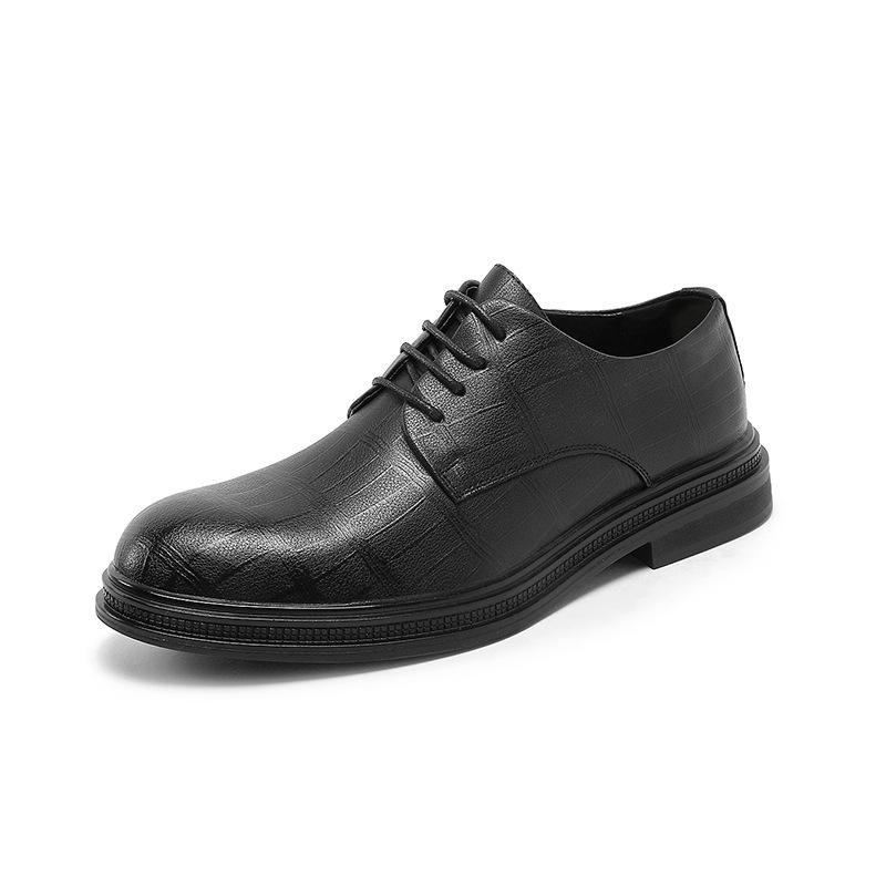 

Деловые повседневные кожаные туфли с круглым носком, универсальные классические свадебные туфли для жениха, британские официальные мужские кожаные туфли 2323-Y 44 чёрный