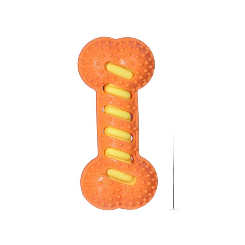 Durable Rubber Bone Dog Chew Toy, Interactive Squeaky Pet Teething Toy for Medium Large Dogs, Non-Toxic Bouncy Training Toy
