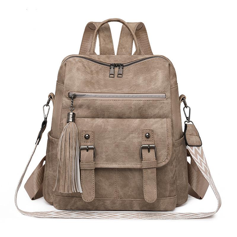 Vintage Ladies Backpack Premium Sense PU Soft Leather Shoulder Bag Large Capacity Commuter Multifunctional Backpack Women