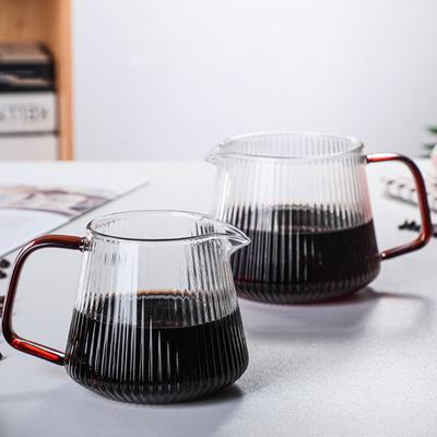 Vertical Striped Coffee Pot Glass Coffee Kettle V-shaped Spout Coffee Teapot Practical Coffeeware About 350ml/500ml Reusable