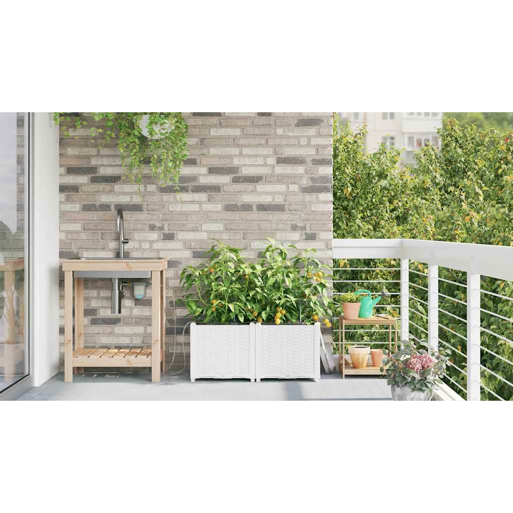 Garden Planter 2 pcs White 80 x 40 x 37.5 cm Plastic