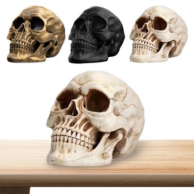 Halloween Skeleton Figure Resin Skull Shaped Figurine Life Size for Party Desk Decor