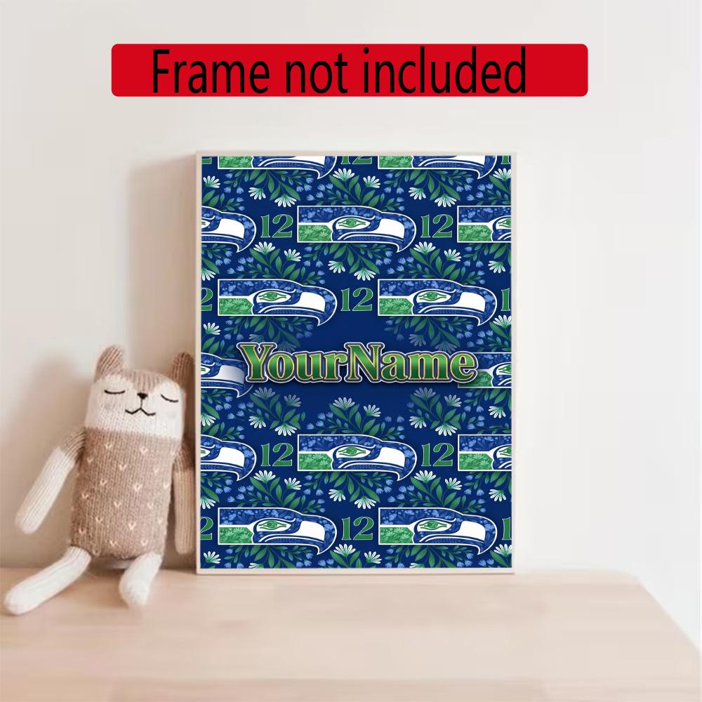 Seattle Seahawks Customize Text Diamond Painting Round Diamond Mosaic Suitable For Beginners Diamond Painting Rhinestones Gift Frameless