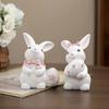 1pcs Easter Resin Rabbit Ornaments Egg-Holding Bunny Figurines Home Decor Crafts for Living Room Tabletop Festive Decoration