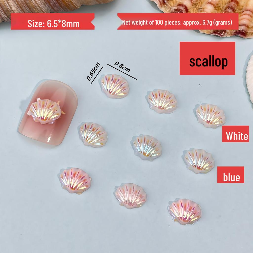 Ocean Style Seashell Nail Art Kit: 3D Shell, Starfish, Resin Ornaments with 12-Grid Box