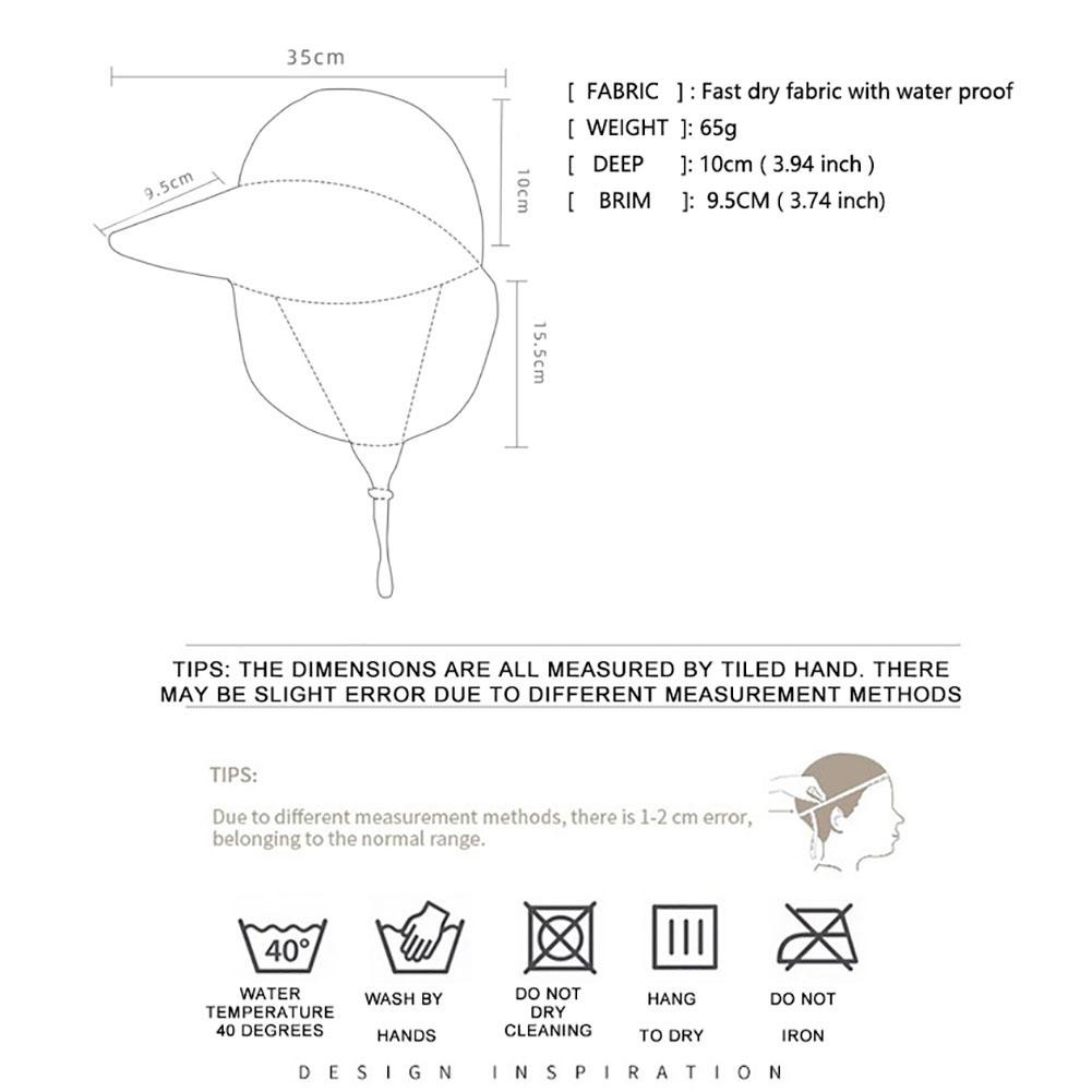 Outdoor Sports Sun Hat Quick-drying Bucket Hat With Wide Brim Neck Cover For Mountaineering Fishing