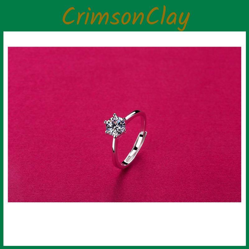Fashionable And Elegant Diamond-encrusted Ring For Women Adjustable Six-claw Opening Ring