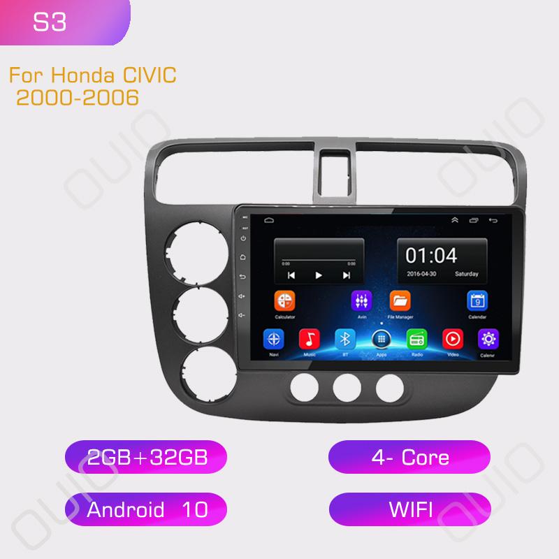 2din 8G+128G IPS 9inch Android10 Car Radio Multimedia Player Carplay Auto GPS Navigation DSP BT For Honda CIVIC 2000 2001-2006