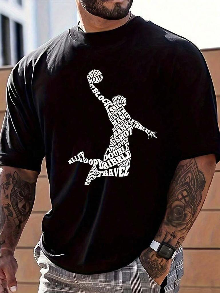 Unisex's Fashionable Basketball Letter Print T-Shirt