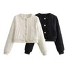 Womens Lightweight Corduroy Bomber Jacket With Round Neck Button Loose Fit Urban Chic Style