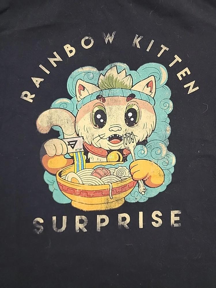 Rainbow Kitten Surprise Band Kitten Black Cotton  Full Size S-5XL Unisex T-Shirt L