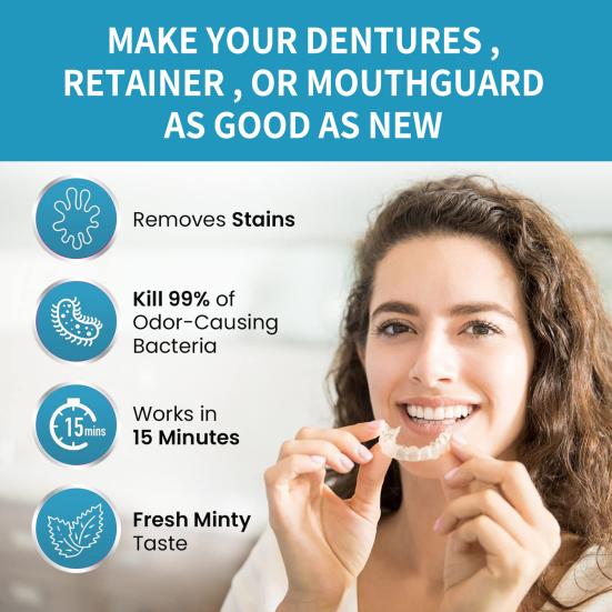 Yousheng 30ml Denture Cleaner Reduce Sensitive Dirt Strong Clean Power Fresh Breath Whitening Stain-removing Retainer Foam Cleanser for Home