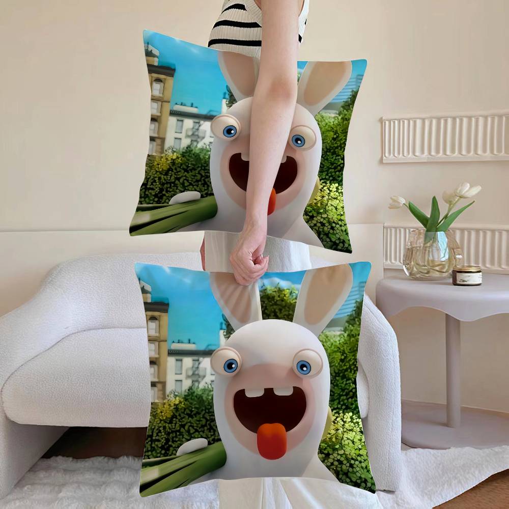 R-Raving Rabbids Pillow Case Anti-dustmite Pillowcase Invisible Zipper Silky Sofa Cushion Cover