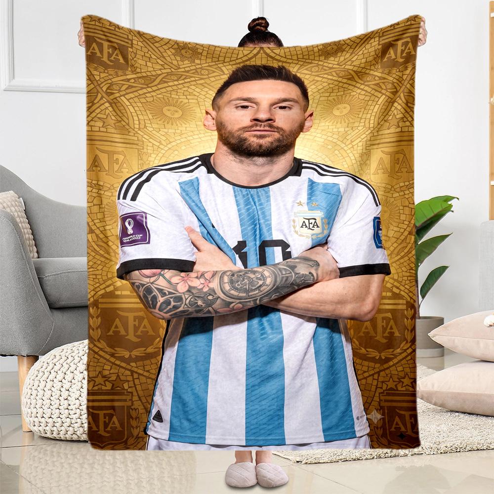 Messi 586 Decke Bequem Perfekt für Couch Sofa Picknicks Vier Jahreszeiten Universell Stilvolle Dekoration Geschenke Für Familie Oder Freunde