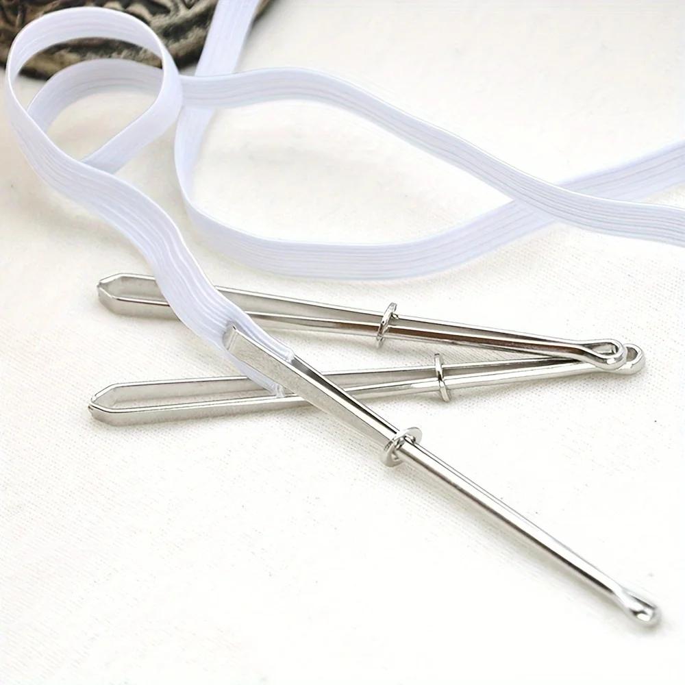 2pcs Elastic Waistband Threading Tools - Metal Guide Pins with Ergonomic Handles for Sewing Machine, DIY Crafting, Trouser