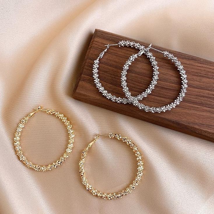 Versatile S925 Silver Circle Earrings: Korean Style Exaggerated Fashion Studs